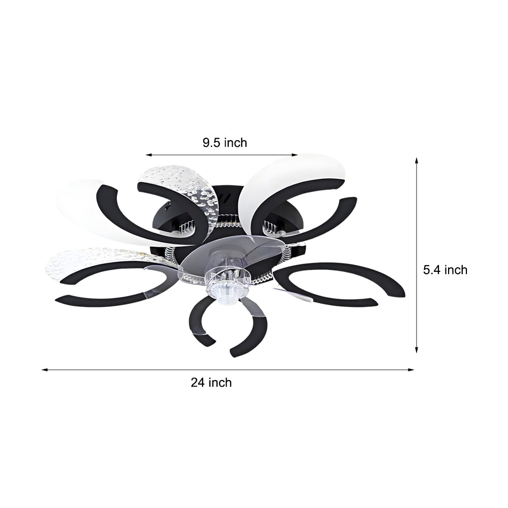 Simple Flowers Mute Timing Stepless Dimming Smart Modern Ceiling Fan Light-Lighom