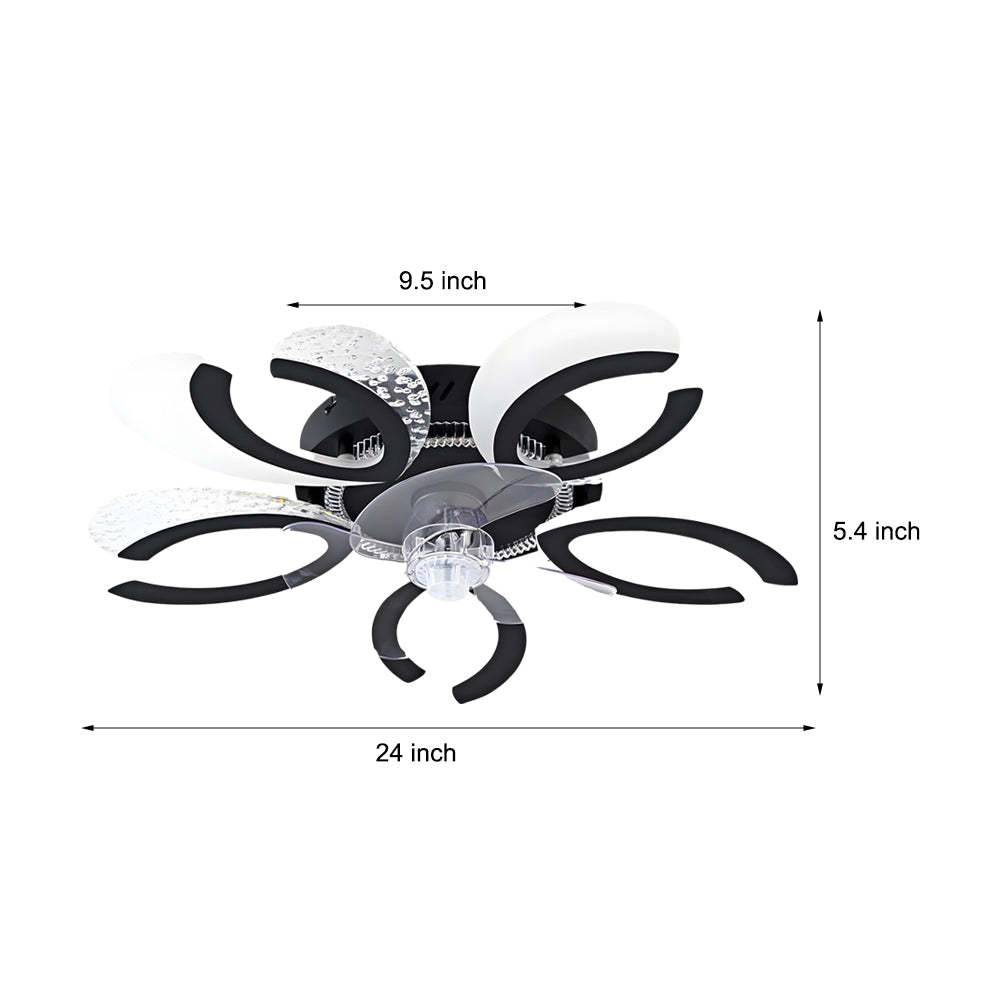 Simple Flowers Mute Timing Stepless Dimming Smart Modern Ceiling Fan Light-Lighom