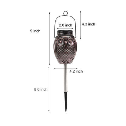 2-Pack Solar Lanterns Flickering Flame Metallic Owl Stake Solar Lights Garden Landscape Lights for Outdoor Decor-Lighom