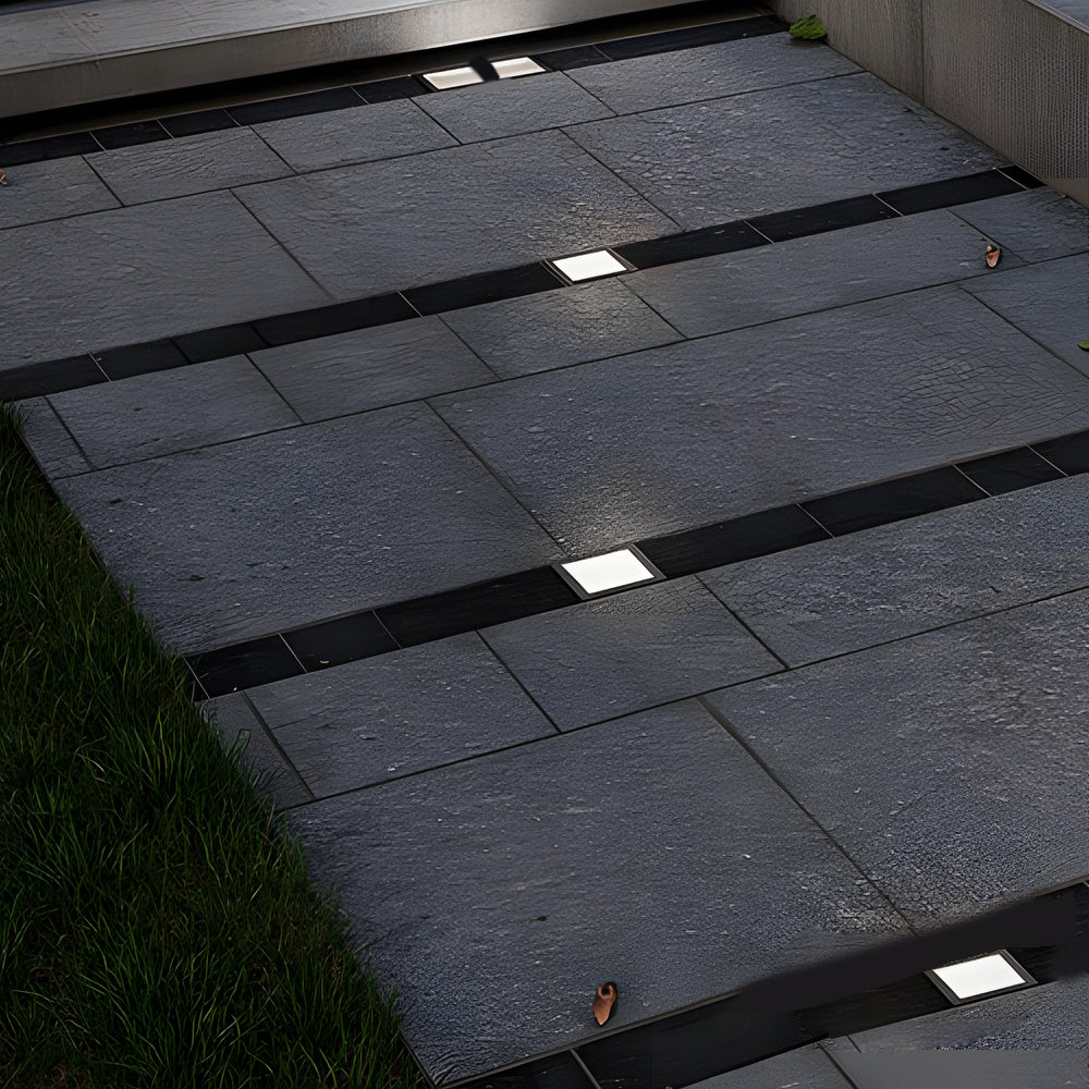 5-Light LED Modern Square In-Ground Well Lights Step Deck Lighting with Light Sensor for Pathways-Lighom