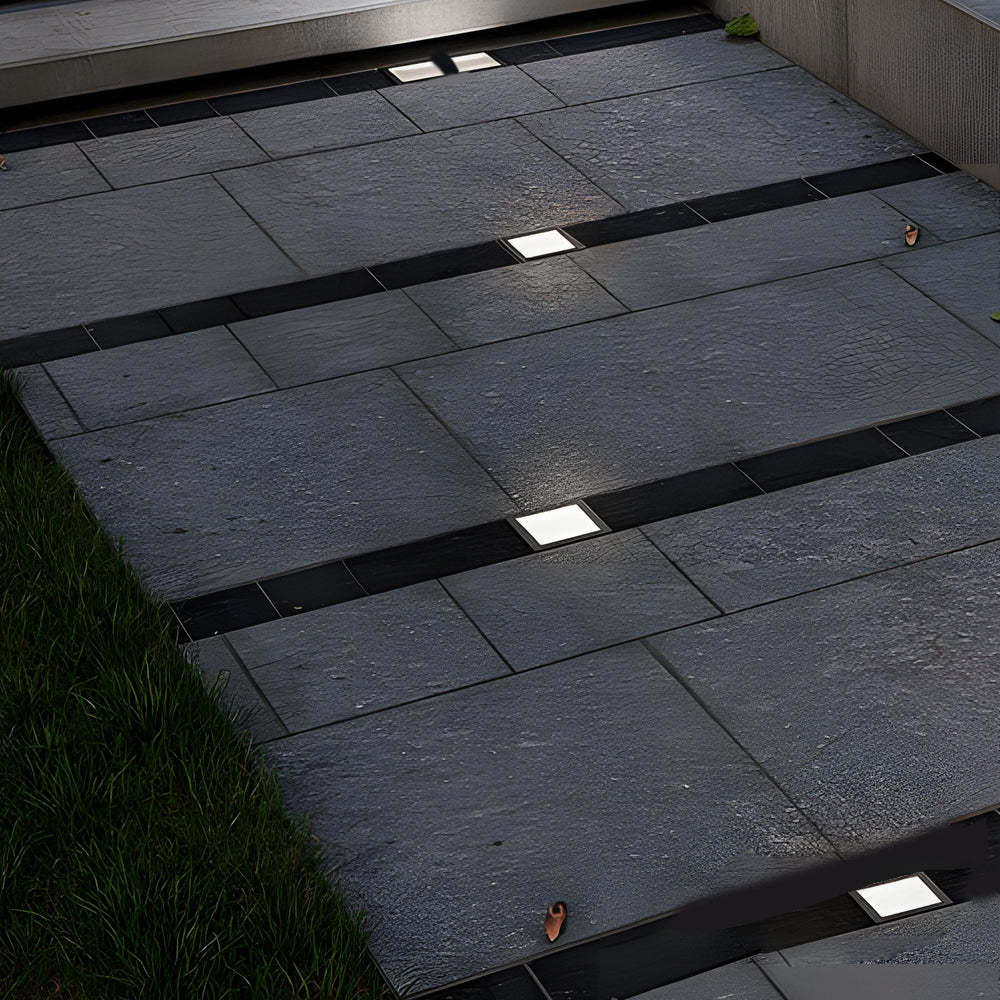 5-Light LED Modern Square In-Ground Well Lights Step Deck Lighting with Light Sensor for Pathways-Lighom