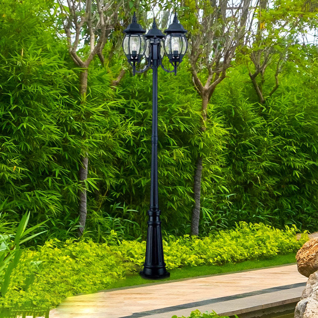 Waterproof 3 Lights Black European Style Garden Lamp Post Lights-Lighom