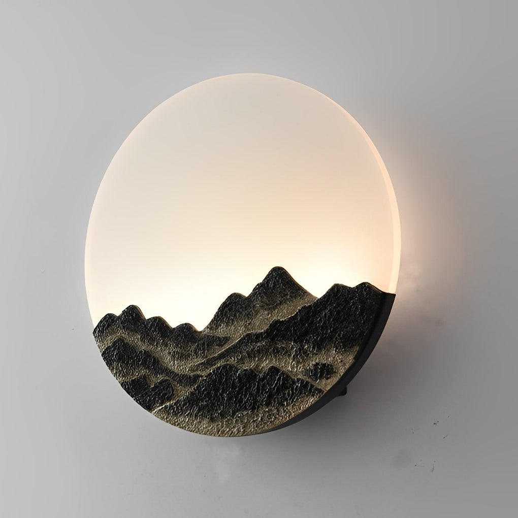 Round Creative Mountain Scenery LED Waterproof Modern Outdoor Wall Lamp-Lighom