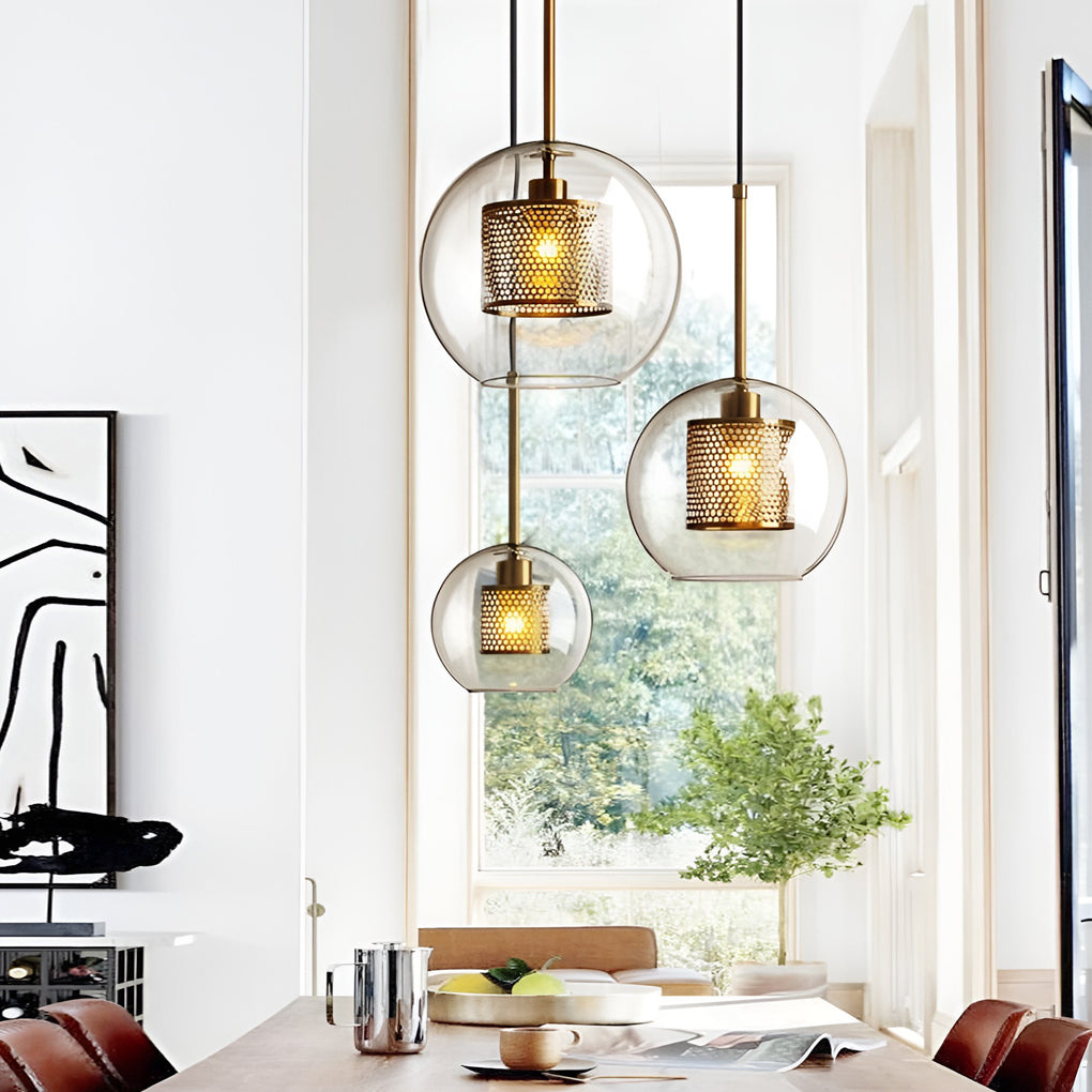 Minimalist Round Glass LED Industrial Kitchen Island Pendant