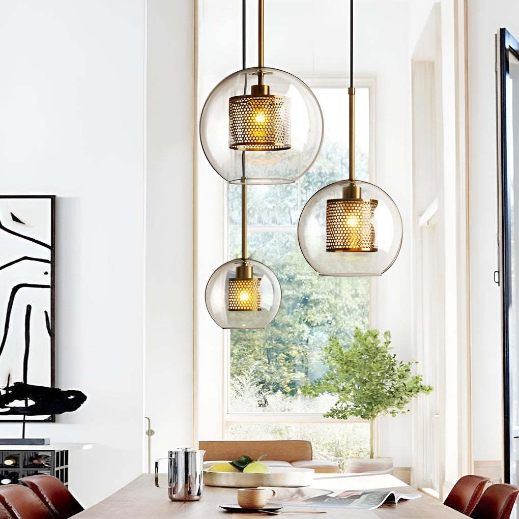 Minimalist Round Glass LED Industrial Kitchen Island Pendant