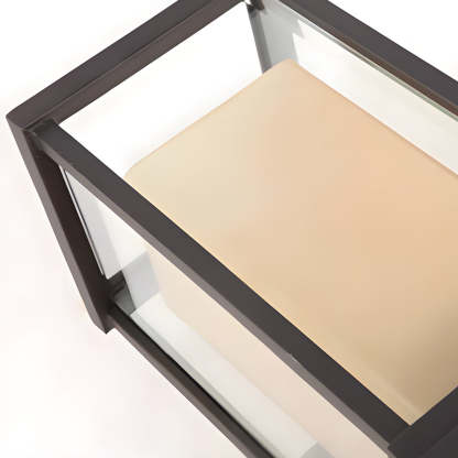 Black Square Outdoor Wall Lantern with Double Glass Shade-Lighom