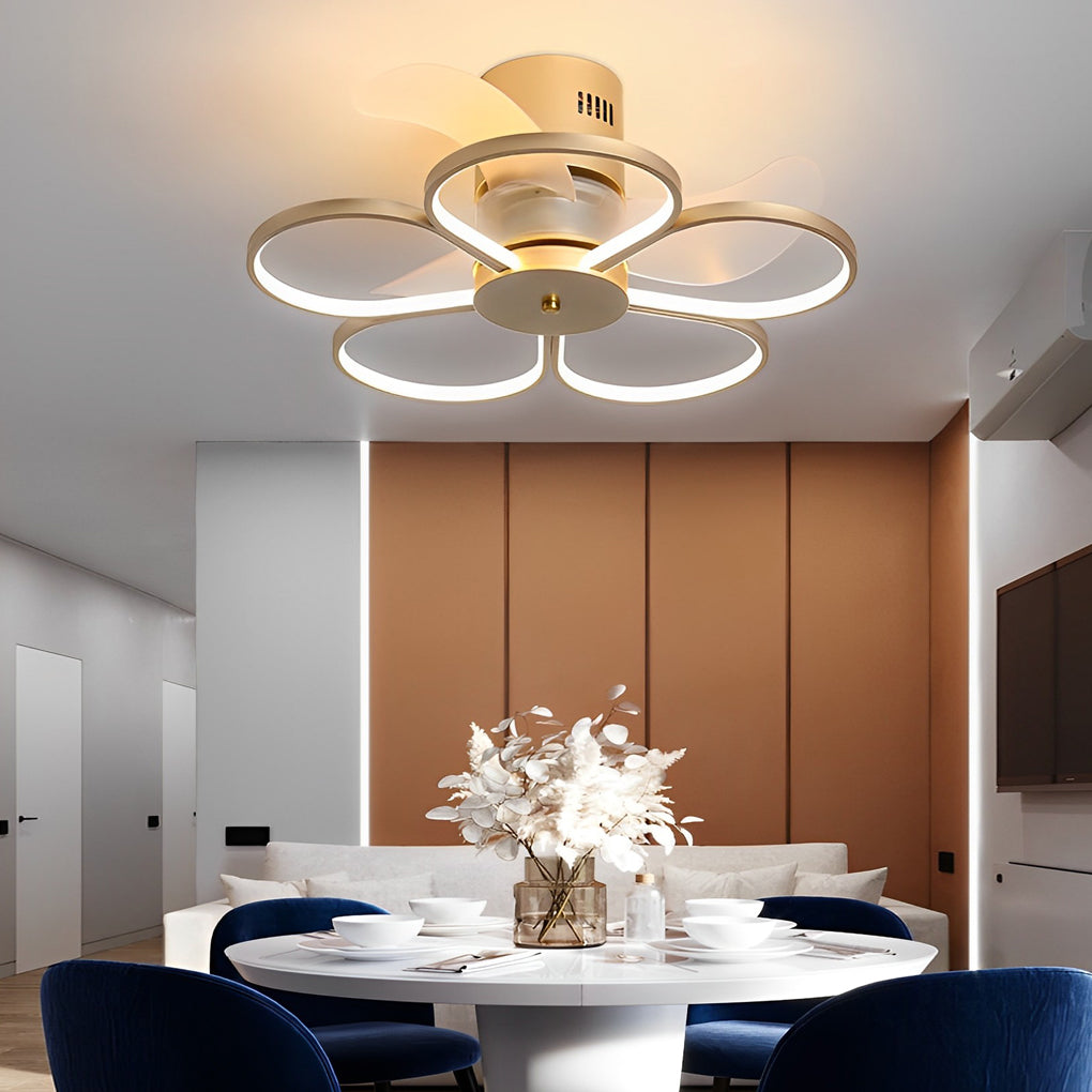 Flowers Intelligent Dimmable LED Mute Bladeless Ceiling Fan