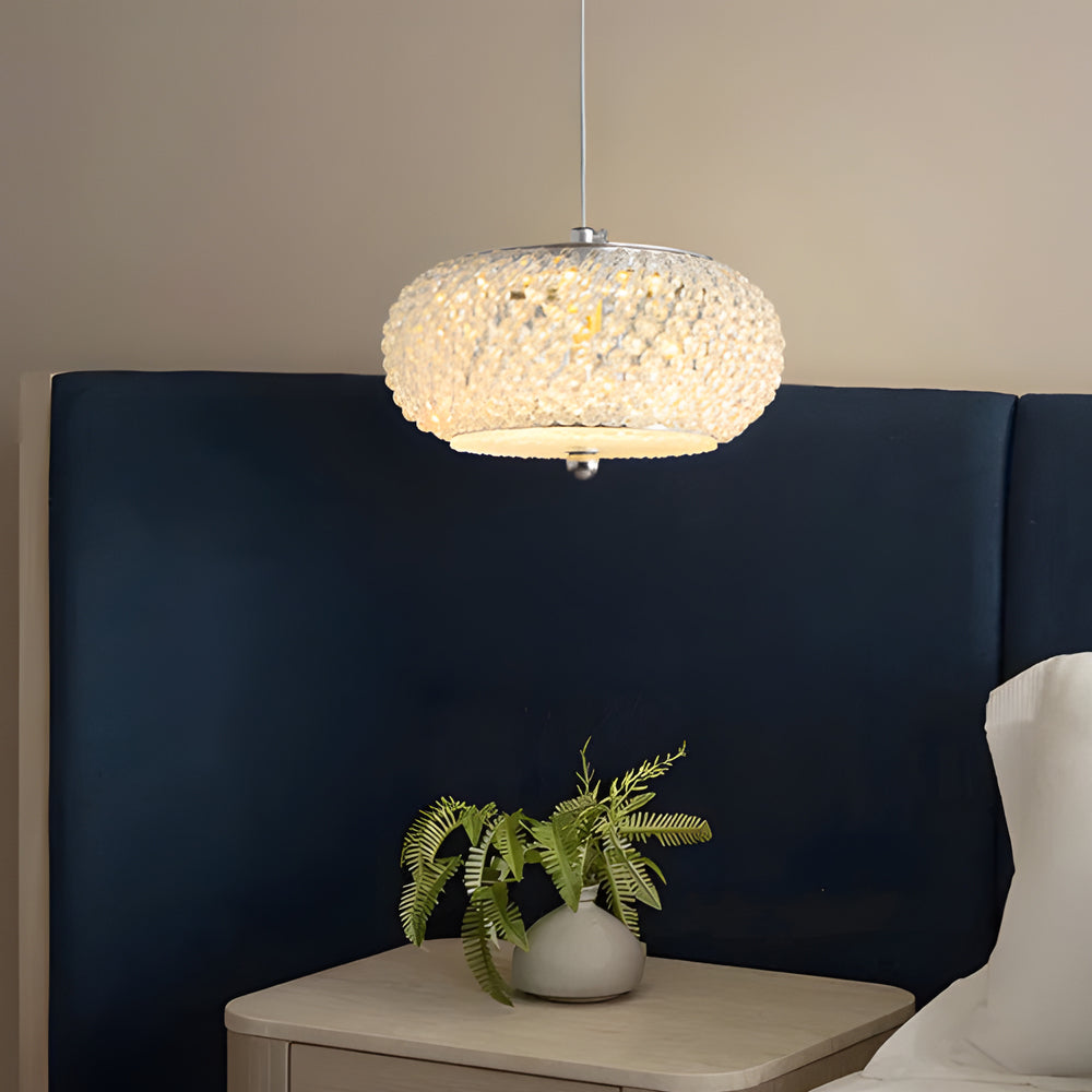Small Drum Crystal LED Dimmable Modern Pendant Light