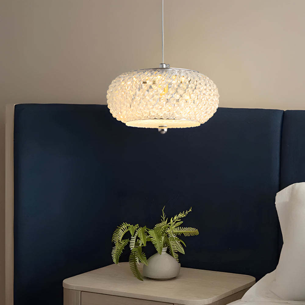 Small Drum Crystal LED Dimmable Modern Pendant Light