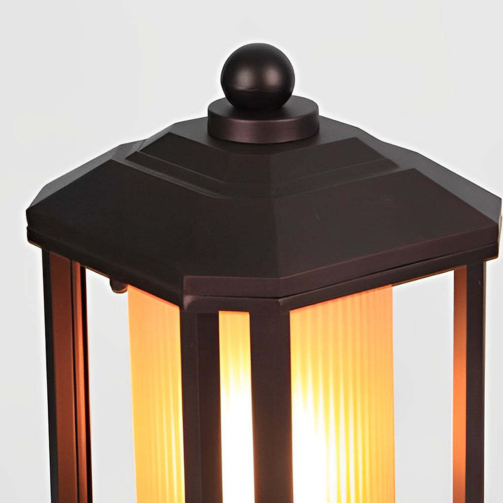 Retro Aluminum Waterproof Rose Gold American Style Outdoor Pillar Lamp-Lighom