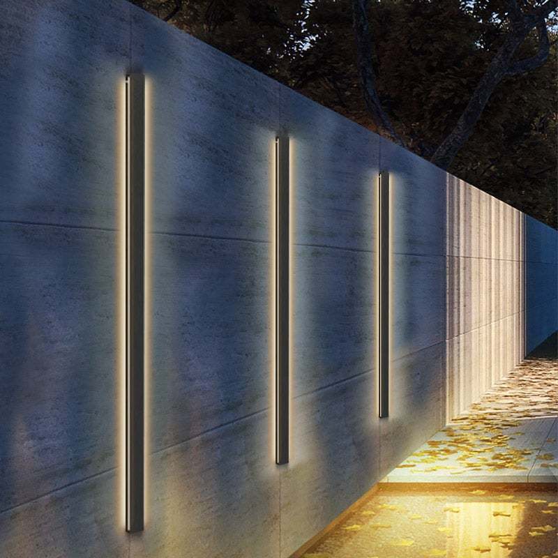 LED Long Strip Metal Waterproof Black Minimalist Outdoor Wall Lights-Lighom