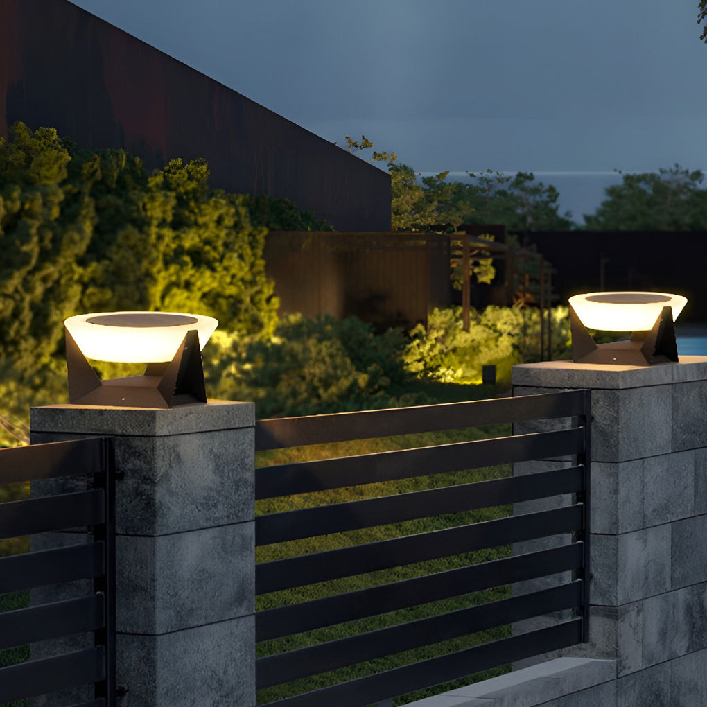 Gray LED Solar Modern Deck Post Pillar Light