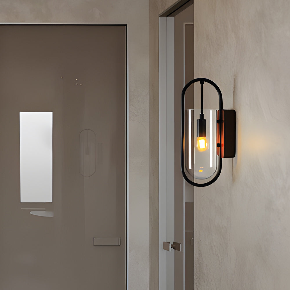 Retro Wood Base Iron Glass Shade LED 3 Step Dimming Nordic Wall Lights-Lighom