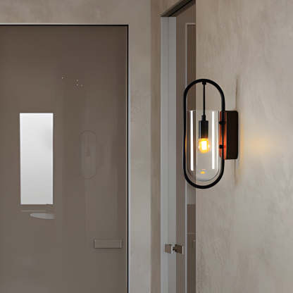 Retro Wood Base Iron Glass Shade LED 3 Step Dimming Nordic Wall Lights-Lighom