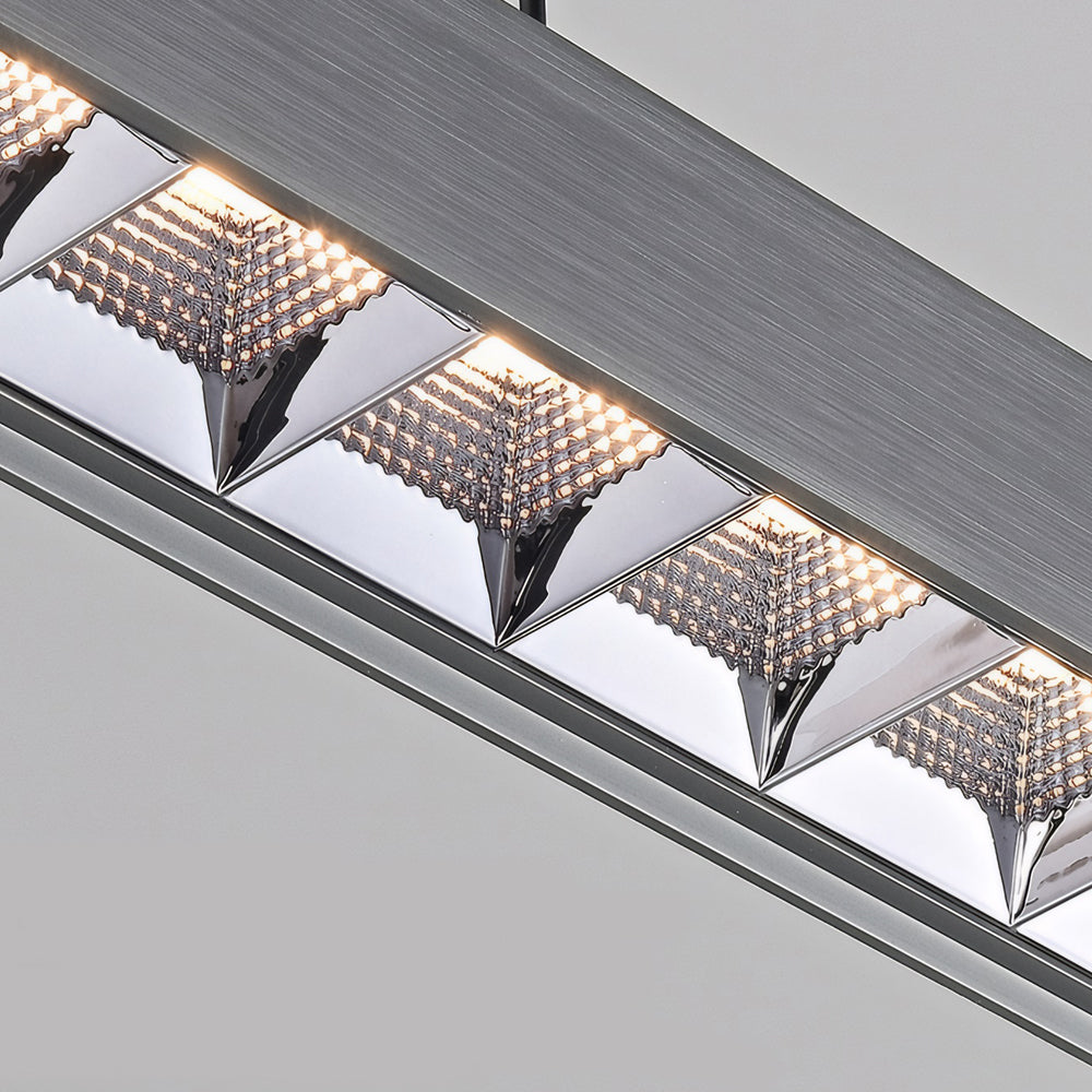 Long Linear Brushed Aluminum LED Island Pendant