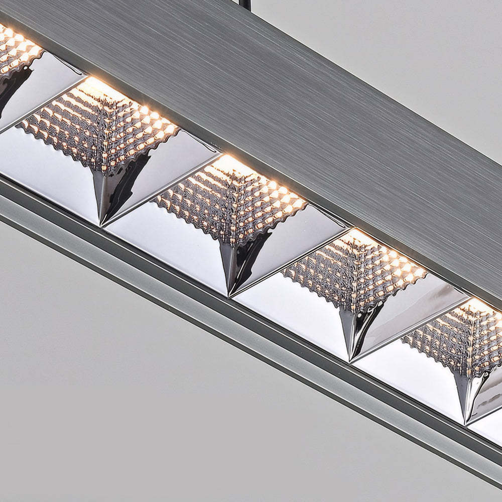Long Linear Brushed Aluminum LED Island Pendant