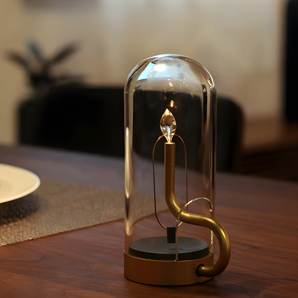 Glass Dome HYMN Accent Table Lamp - LED Candle-Lighom