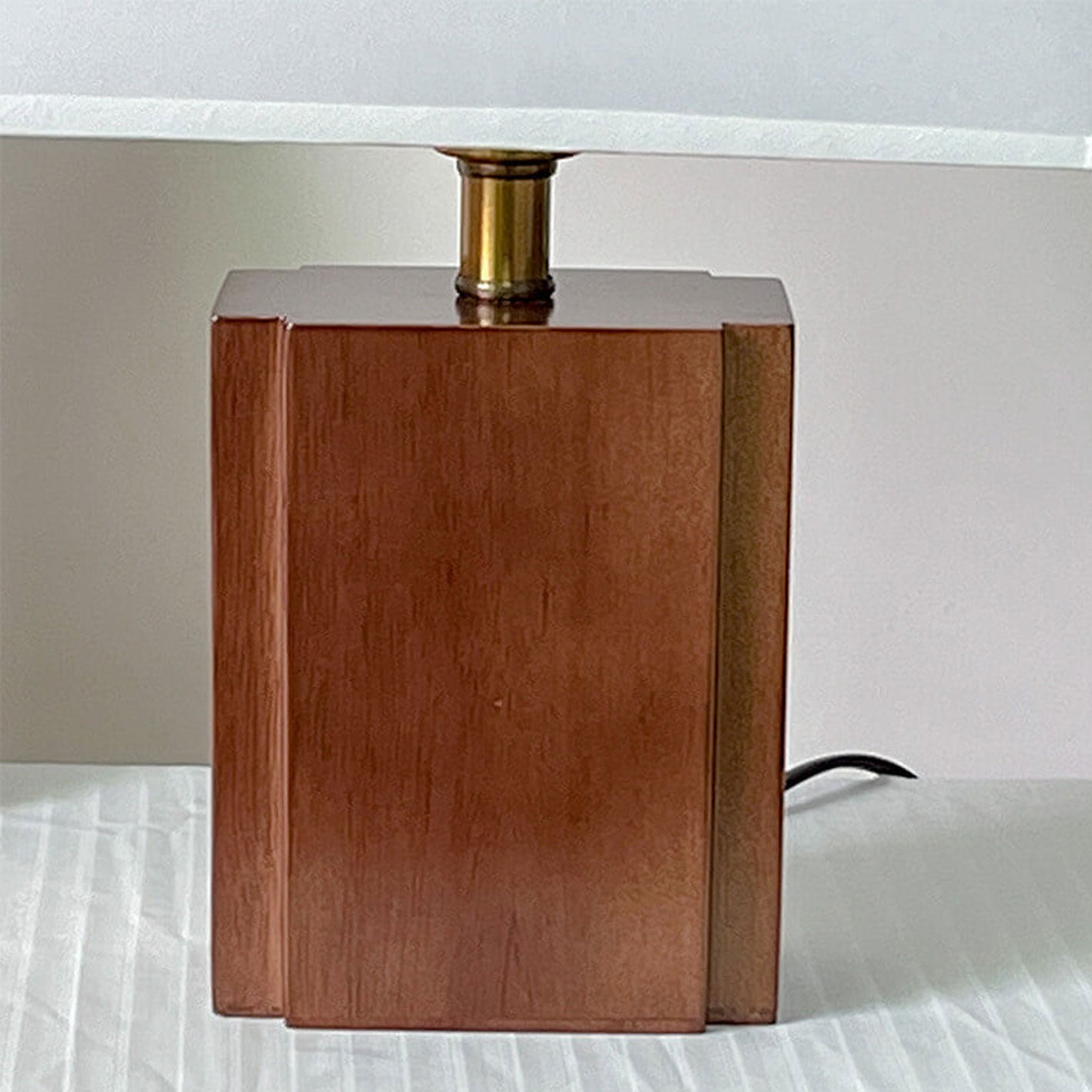 Vintage Semicircle Fabric Wooden Base Lamp