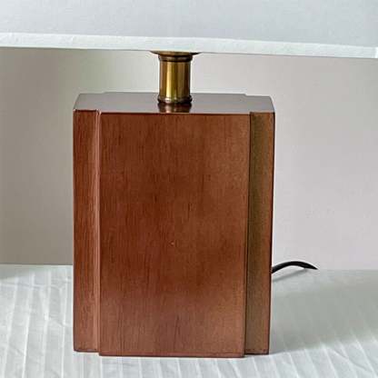 Vintage Semicircle Fabric Wooden Base Lamp