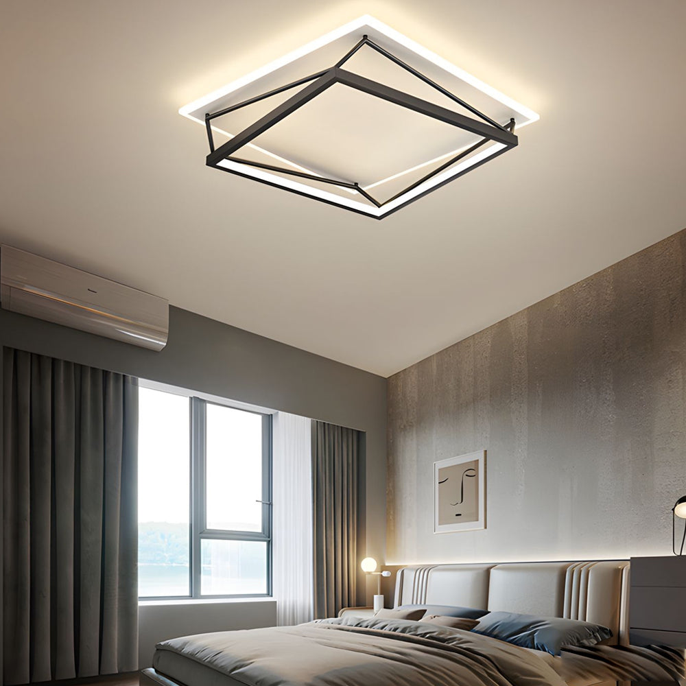 Nordic Geometric Art Black LED Flush Mount Light