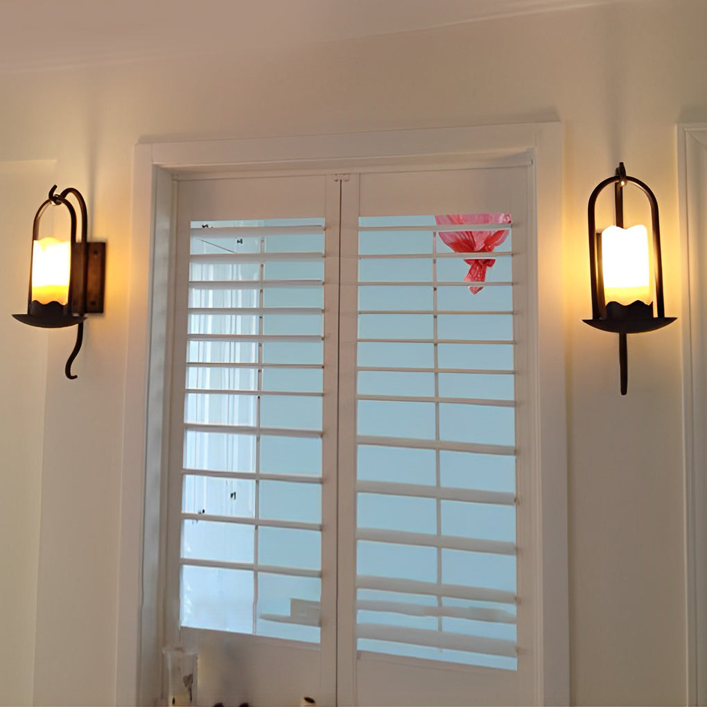 Creative Candlestick LED Iron Black Retro American-style Wall Lamp-Lighom