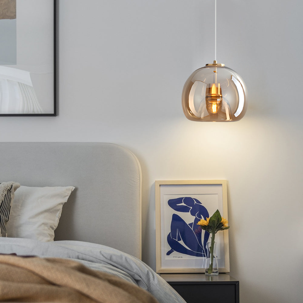 Glass Cognac Smoke Gray Nordic Pendant Light