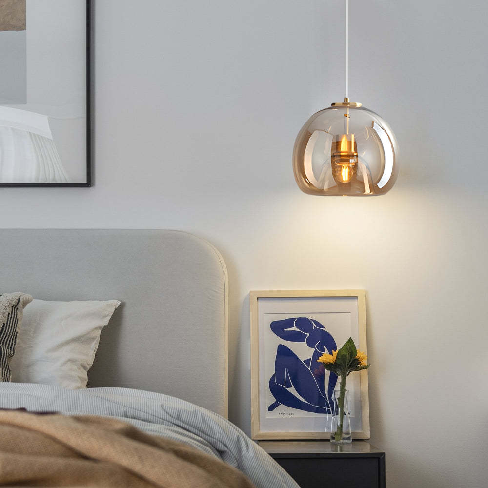 Glass Cognac Smoke Gray Nordic Pendant Light