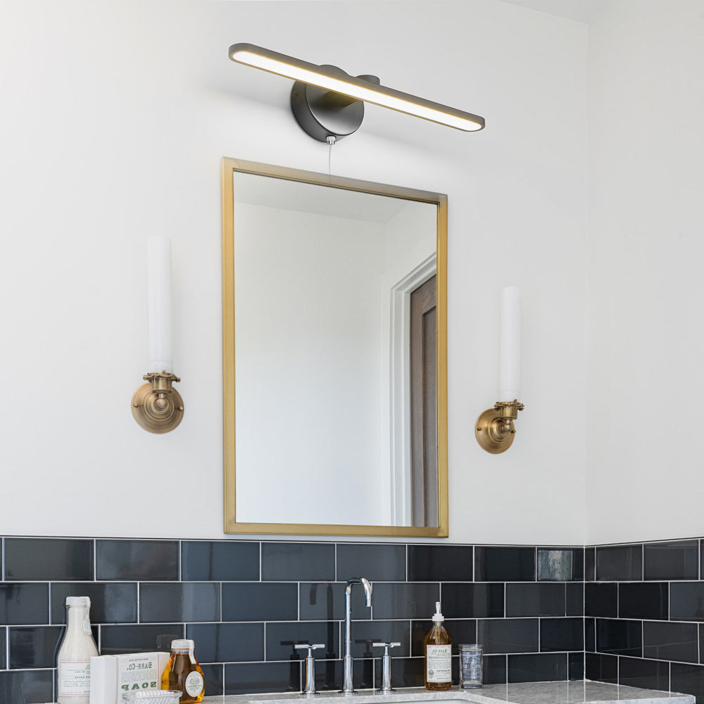 15.74'' Modern LED Linear Vanity Lights with Pull Rope Switch - Bathroom Lighting in Black/Bronze-Lighom