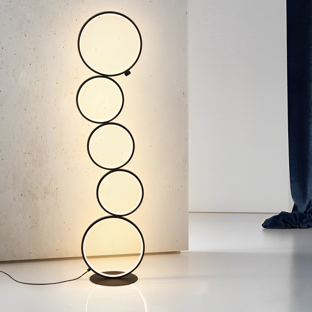 Modern Artistic 5-Circle LED Stack Floor Lamp