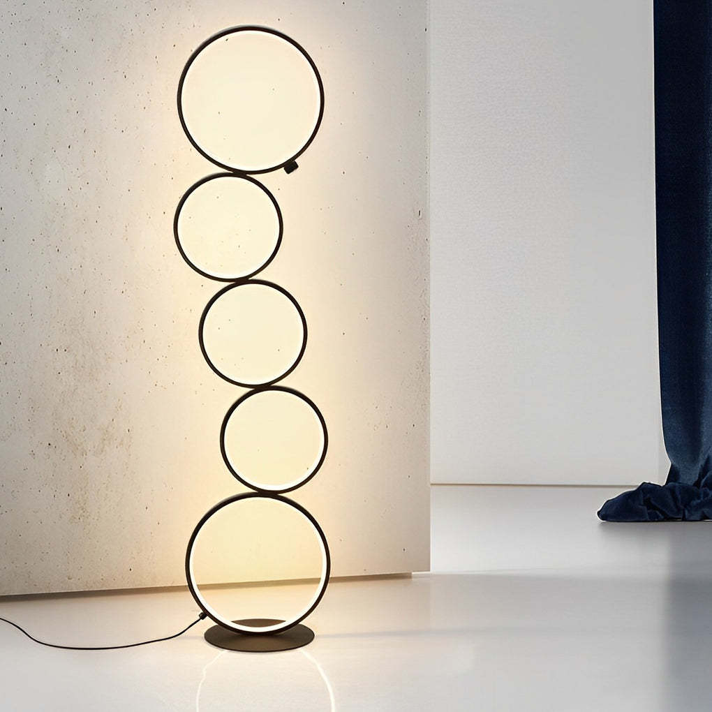 Modern Artistic 5-Circle LED Stack Floor Lamp