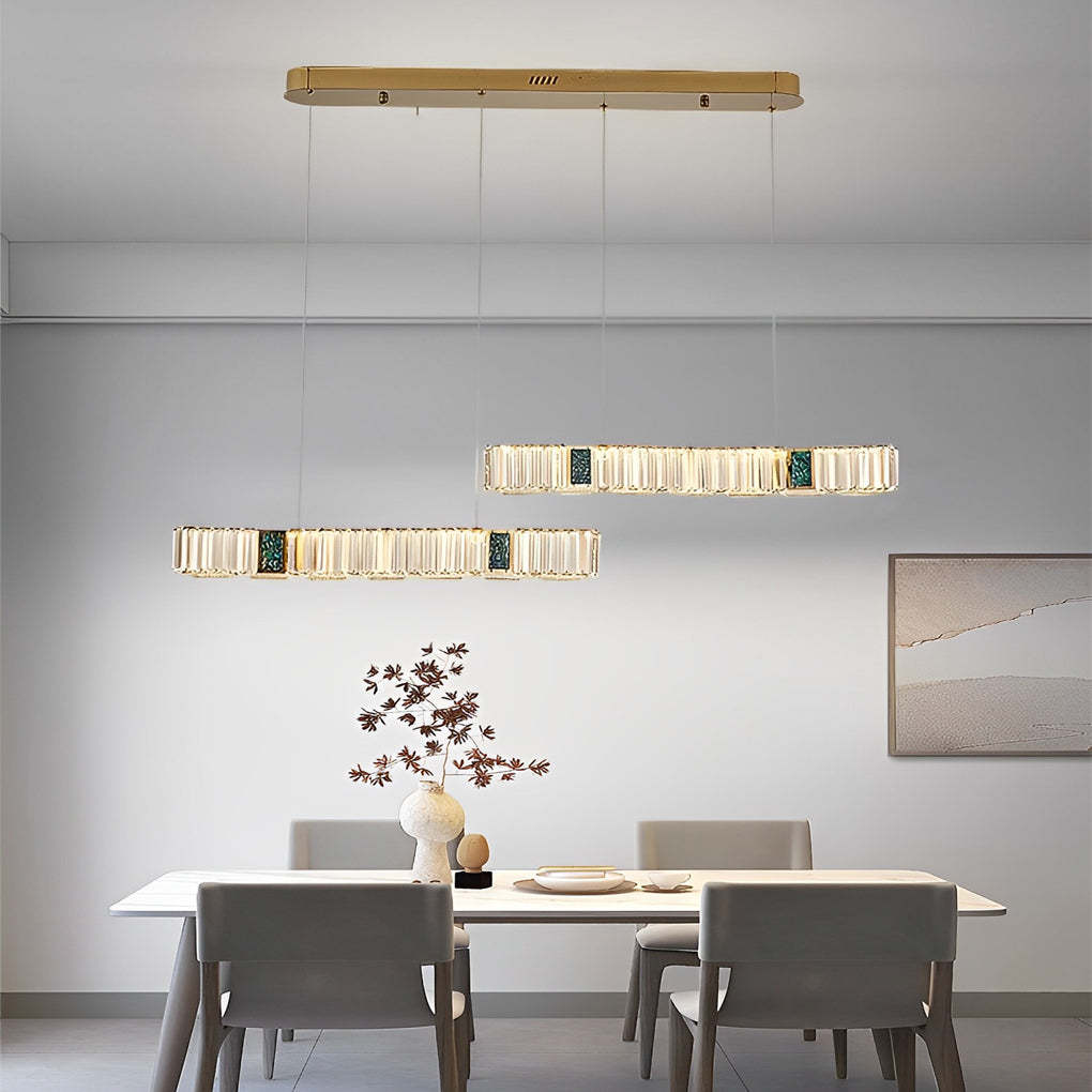Two-Strip Dimmable LED Modern Crystal Dining Chandelier