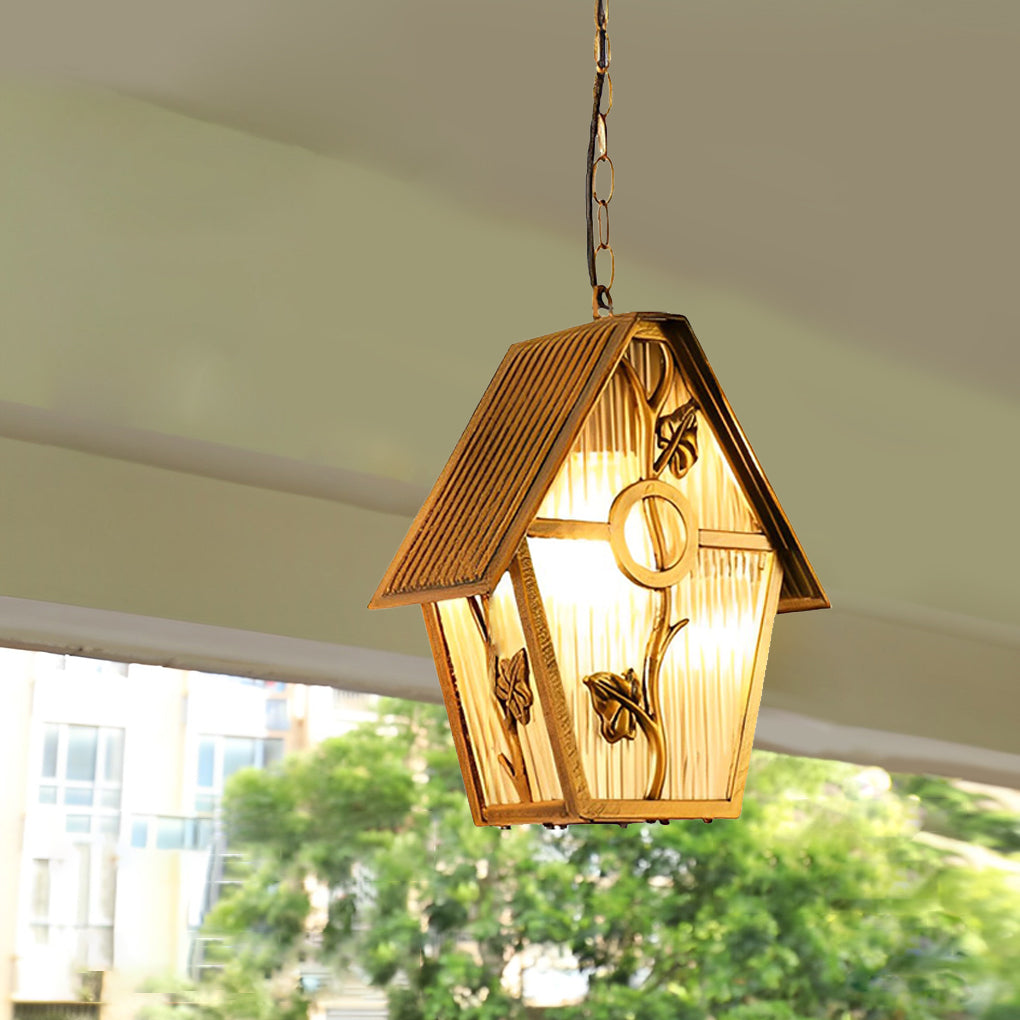 Creative Cabin Glass Waterproof American Style Outdoor Chandelier Lamp-Lighom