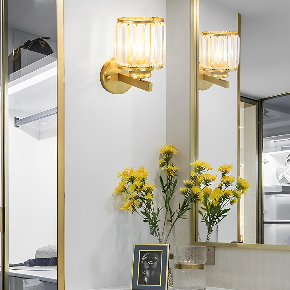 Round Crystal Glass Postmodern Plug-In Wall Sconce