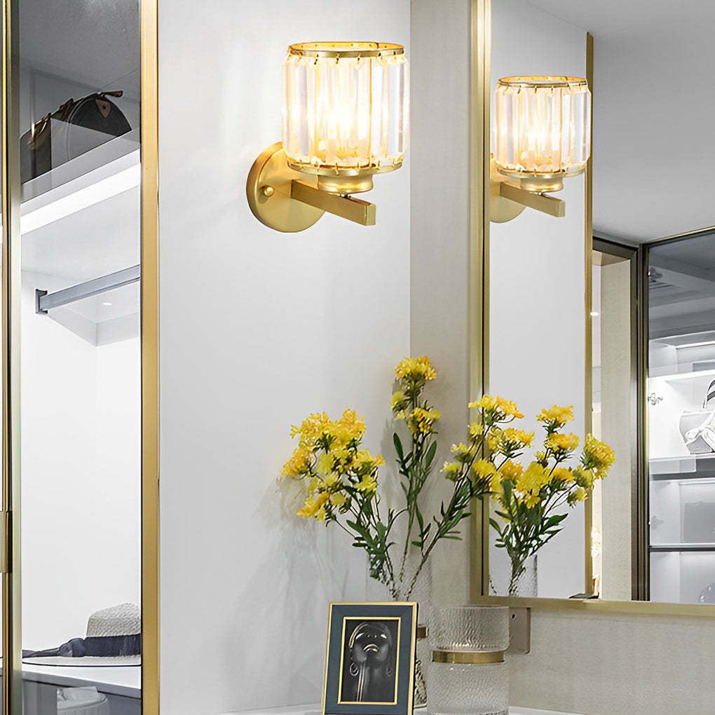 Round Crystal Glass Postmodern Plug-In Wall Sconce