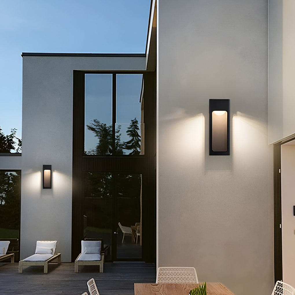 Rectangular IP65 Waterproof 12W LED Black Modern Outdoor Wall Lamp Sconces-Lighom