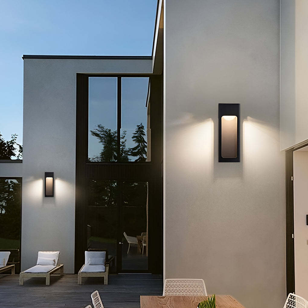 Rectangular IP65 Waterproof 12W LED Black Modern Outdoor Wall Lamp Sconces-Lighom
