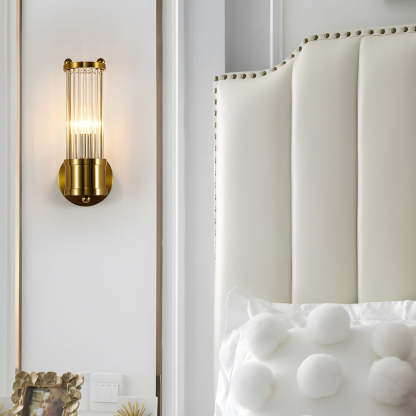1/2-light Modern Chrome/Gold Wall Sconce with Cylinder Clear Glass Shade-Lighom