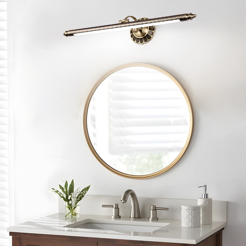 Retro Cylinder LED Bathroom Vanity Light with Flower Accents in Bronze Finish-Lighom