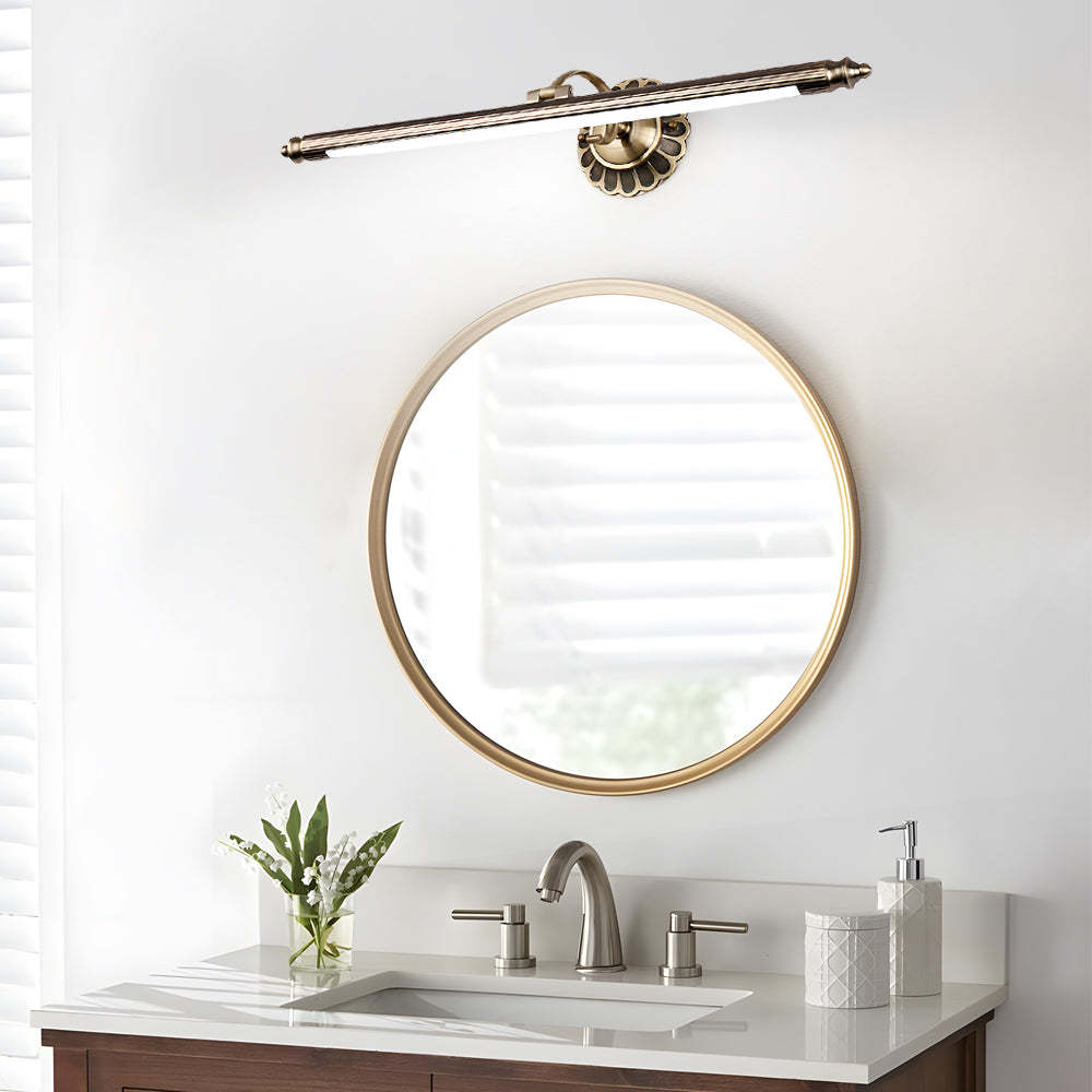 Retro Cylinder LED Bathroom Vanity Light with Flower Accents in Bronze Finish-Lighom
