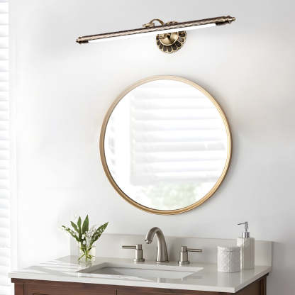 Retro Cylinder LED Bathroom Vanity Light with Flower Accents in Bronze Finish-Lighom