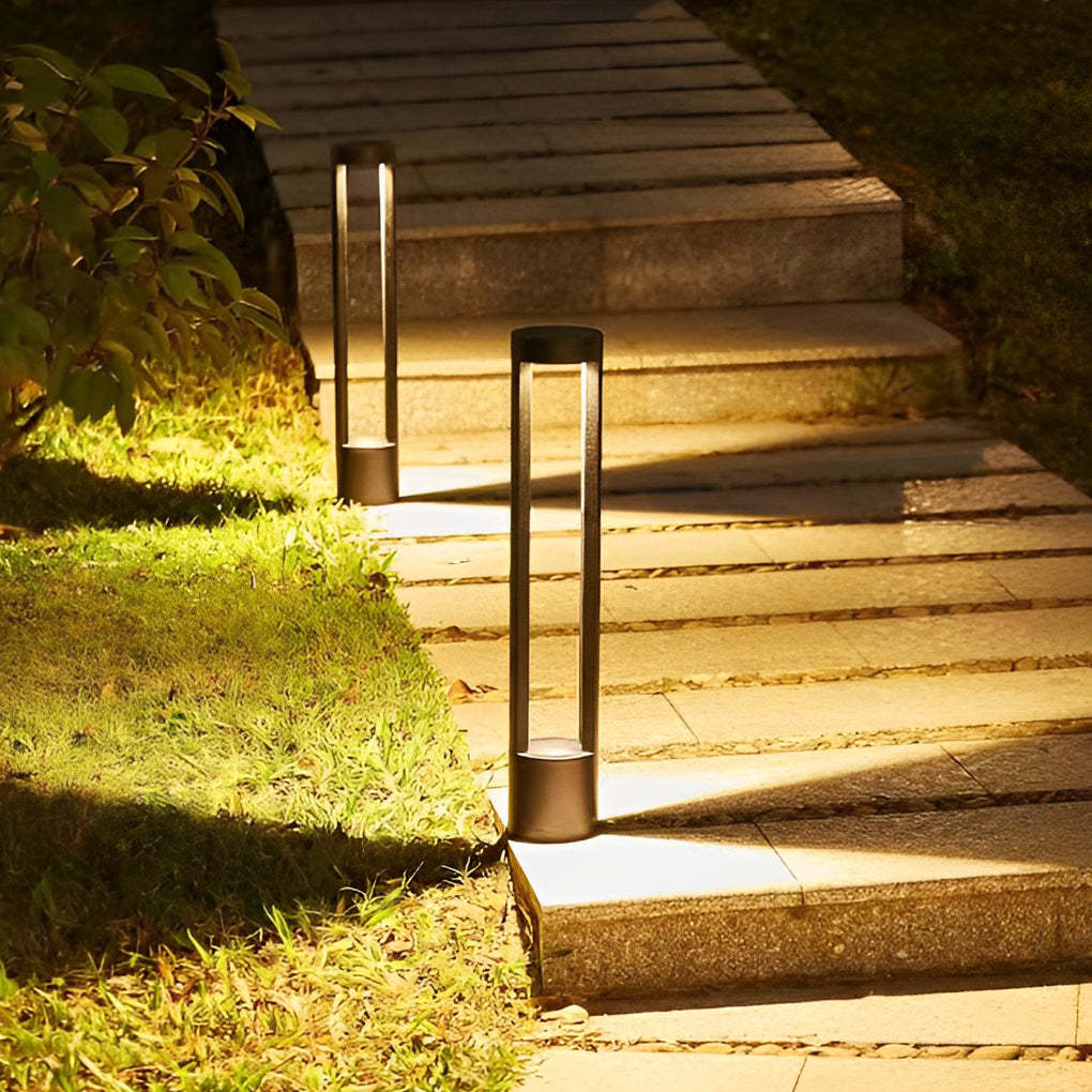 Round Waterproof IP65 LED Aluminum Black Modern Outdoor Pathway Lights-Lighom