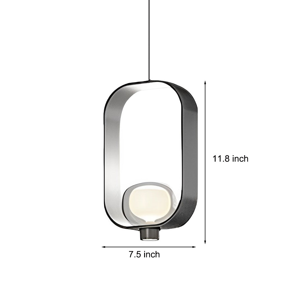 Rounded Rectangular Plated Iron Glass Nordic Pendant