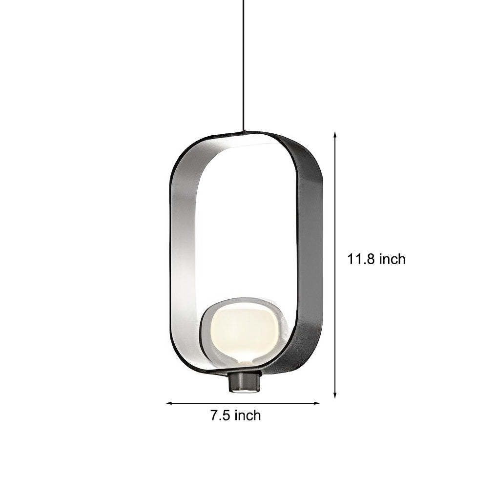 Rounded Rectangular Plated Iron Glass Nordic Pendant