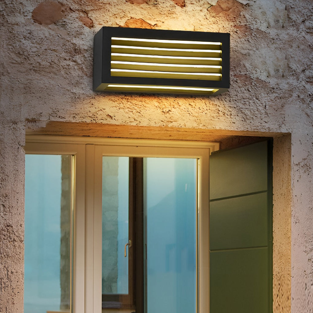 Lighom rectangle 12w metal outdoor wall lighting for balcony — Warm White (3000K) / Set of 2