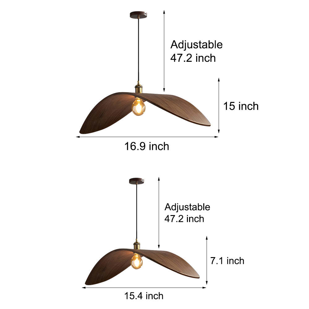 Wabi-Sabi Walnut Bar Leaf Curve Wood Pendant Light