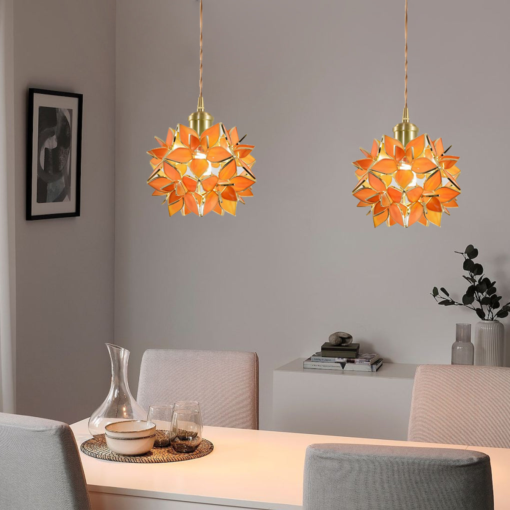 Glass Gardenia Petal Warm LED French Pendant Light