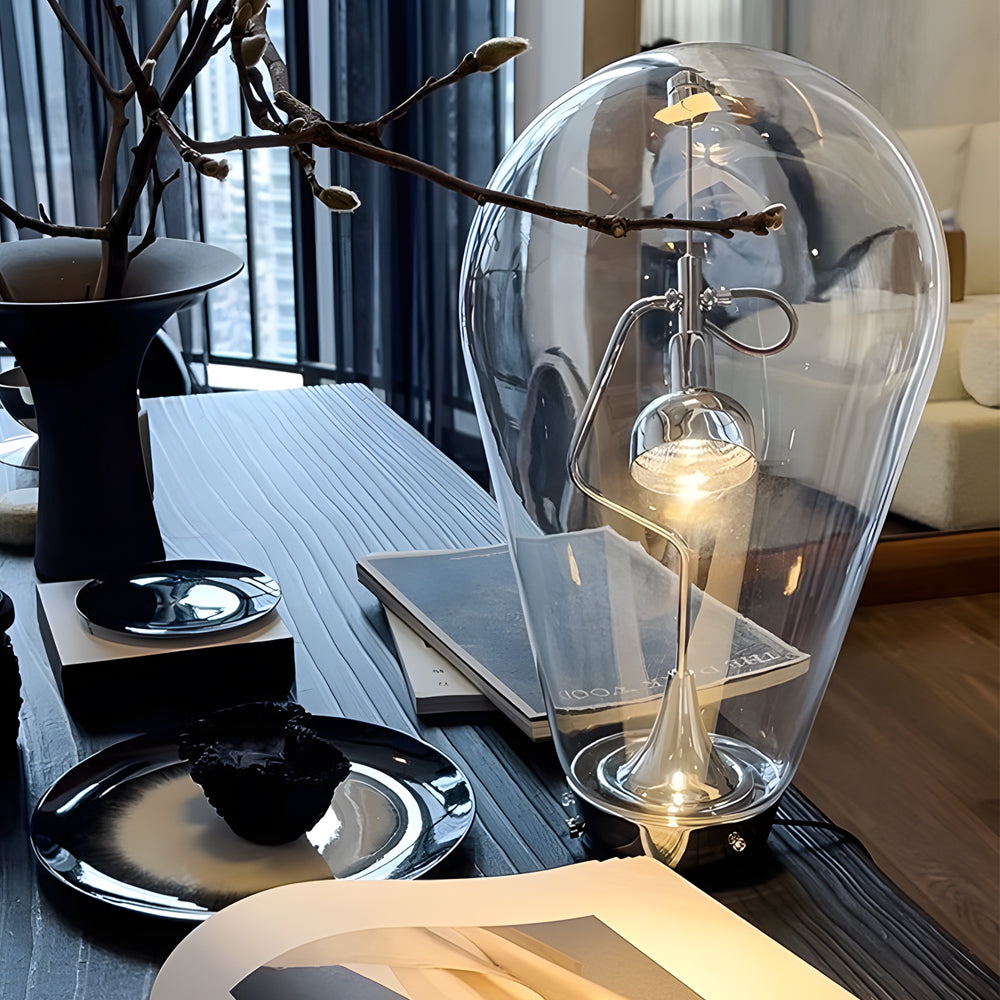 Touch-Dimming Glass Bulb Desk Lamp with Industrial Magnetic Control Design-Lighom