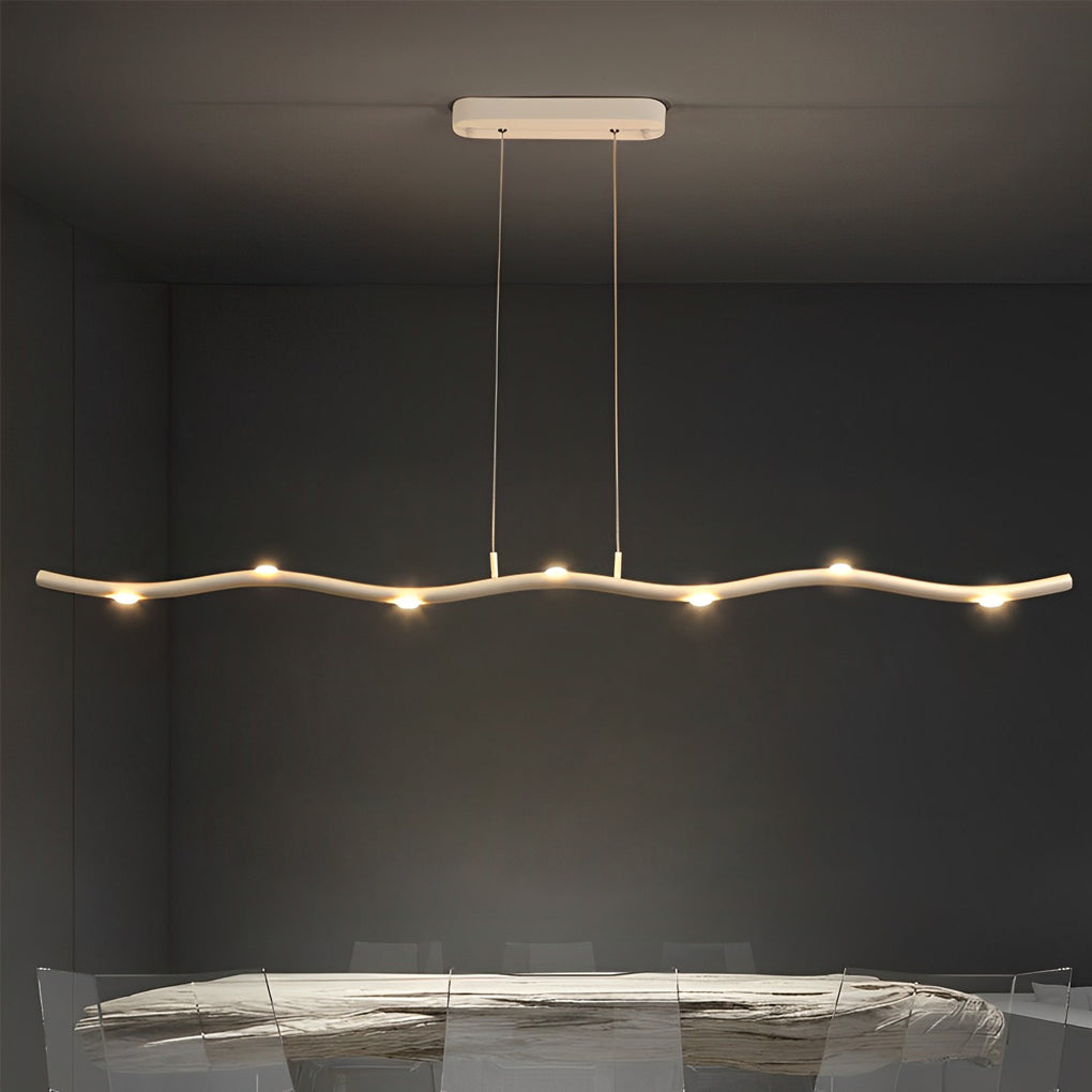 Modern wave long pendant lighting in synthetic — 33" L x 4" H / Cool White (6000K)