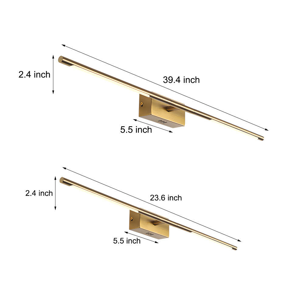 Modern Gold LED Bathroom Vanity Light  ??23.6" & 39.4", Warm & White Light for Stylish Illumination-Lighom