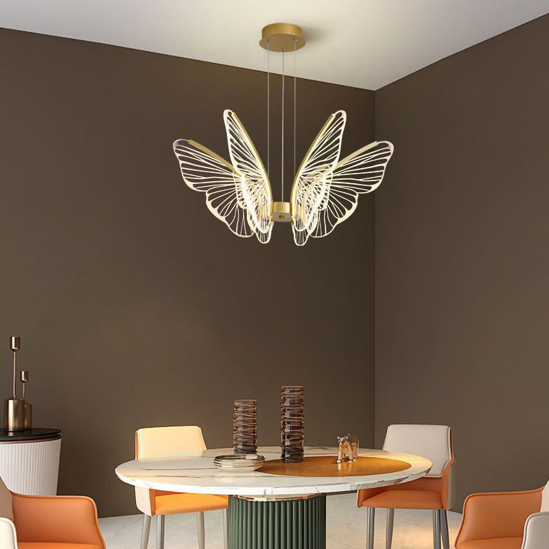 Modern butterfly gold synthetic pendant lighting, Lighom — 6-Wing